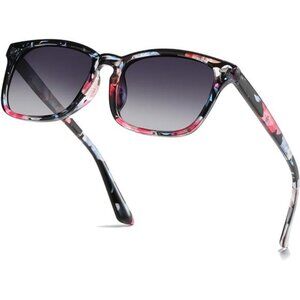Polarized Sunglasses for Womens UV 400 Protection Retro Floral Design
